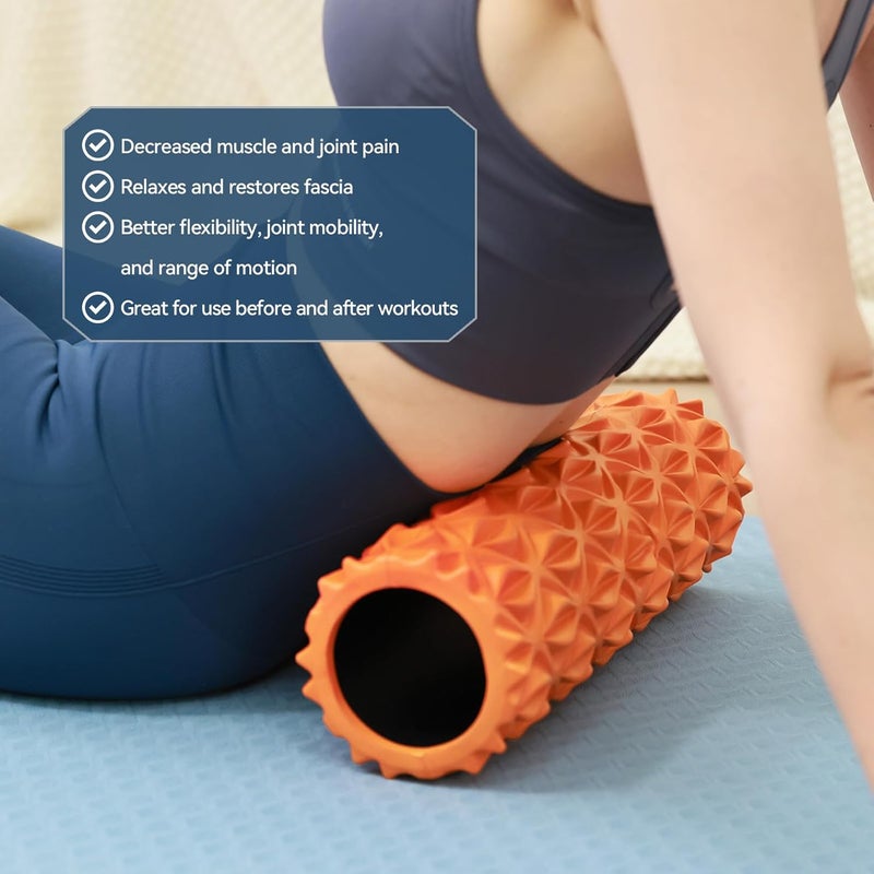 Zmarthumb Foam Roller - 15 inch Deep Tissue Massager for Muscle Massage, Myofascial Trigger Point Release, Exercise, Yoga, Pilates & Stretching(Orange) - Image 4